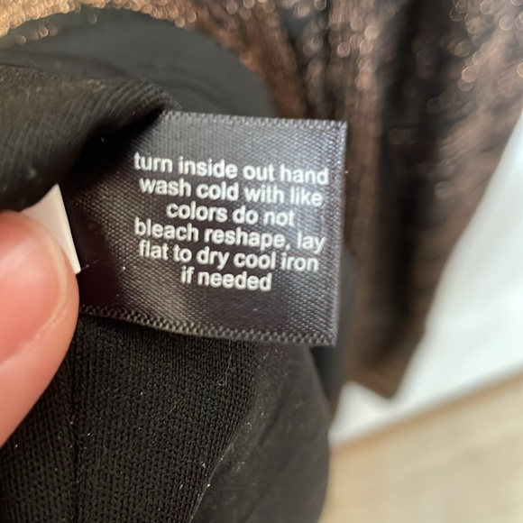 LANE BRYANT UEC Womens Size 14/16 Metallic Belted Fit & Flare Dress Black Copper - Picture 10 of 13